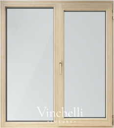 Двустворчатое окно с одной глухой створкой из сосны Винчелли